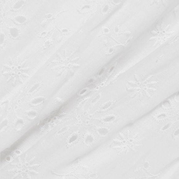 Frame Broderie Anglaise Ramie Puff Sleeve Midi Eyelet Dress in White - Picture 3 of 16